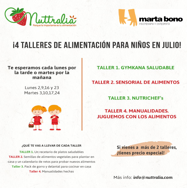 TALLERES DE VERANO PARA NIÑOS: NUTRICIÓN SALUDABLE 1 Taller-alimentación-niños-web